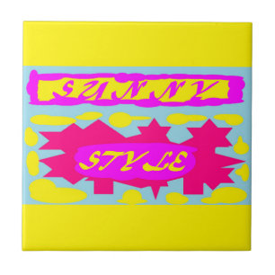 SUNNY STYLE DEEP PINK  CANARY YELLOW AND SKY BLUE TILE