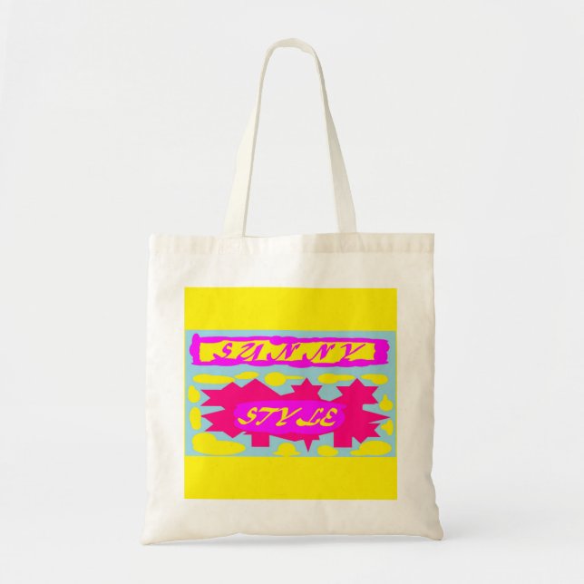 SUNNY STYLE DESIGN PINK LEMON BLUE TOTE BAG (Front)