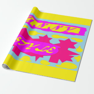 SUNNY STYLE DESIGN PINK LEMON BLUE WRAPPING PAPER