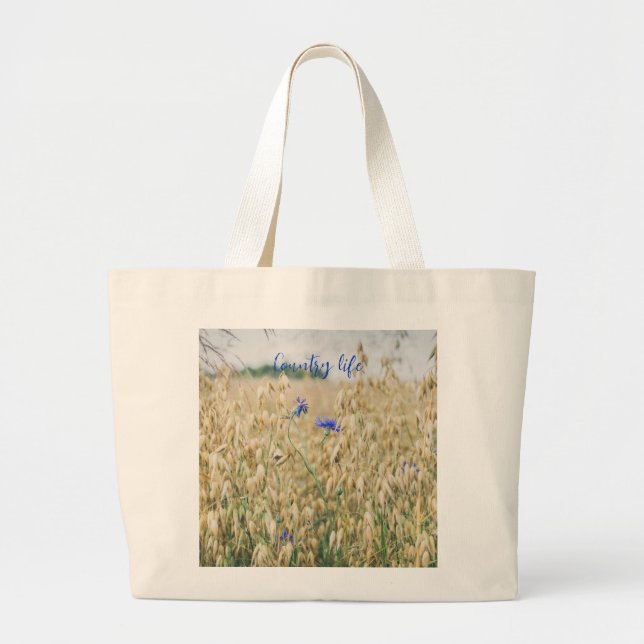 Sunny summer fields large tote bag (Front)