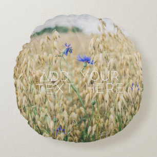 Sunny summer fields round cushion