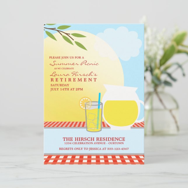 Sunny Summer Picnic Party Invitations (Standing Front)