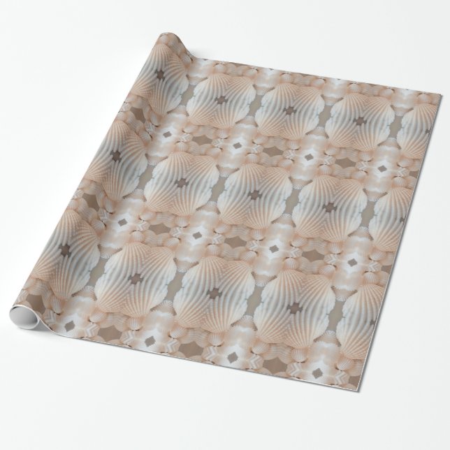 Sunny Summer Sea Shells Romantic, Exotic Tropical Wrapping Paper (Unrolled)