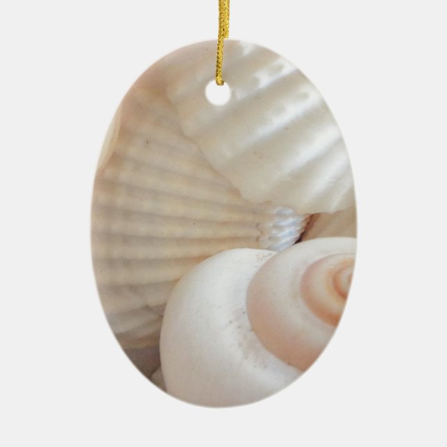 Sunny Summer Seashells Collection Ceramic Tree Decoration (Front)