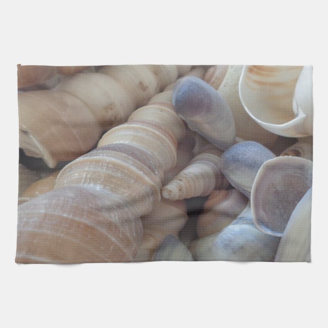 Sunny Summer Seashells. Romantic, Exotic Tropical Tea Towel (Horizontal)