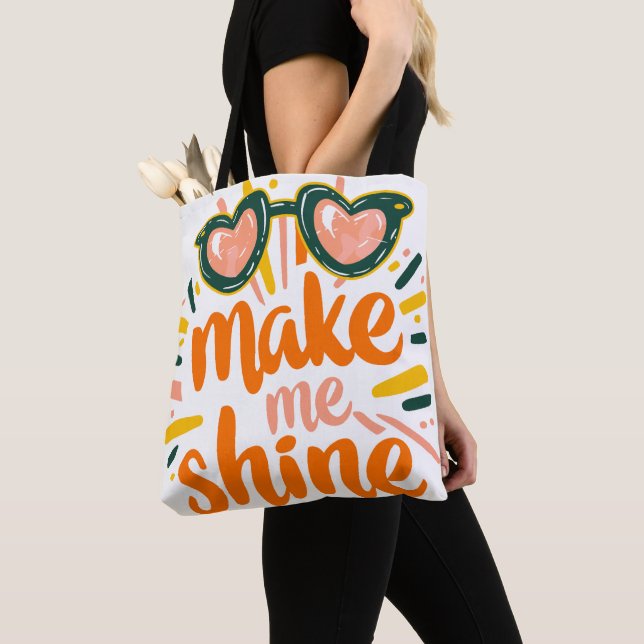 Sunny Summer Shine Lettering Tote Bag (Close Up)