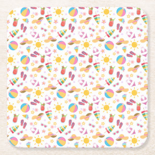 Sunny Summer Square Paper Coaster
