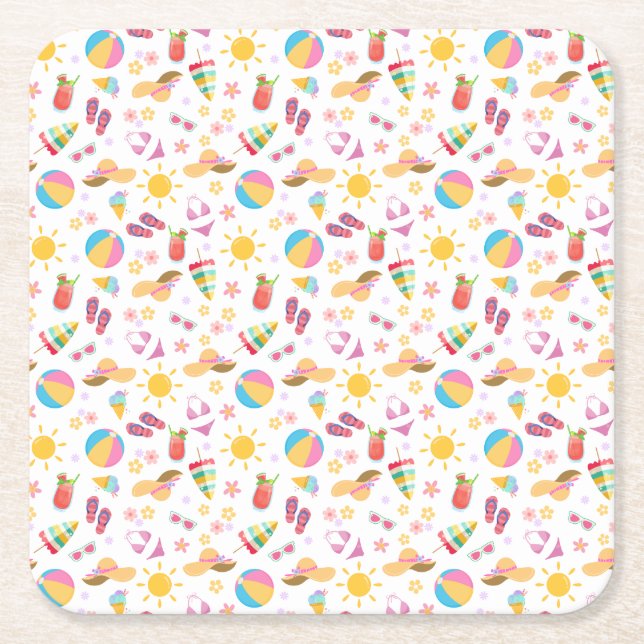 Sunny Summer  Square Paper Coaster (Front)
