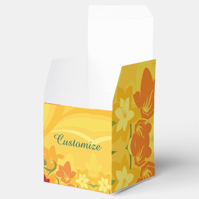Sunny Summer Yellow Floral Cube Favour Box (Opened)