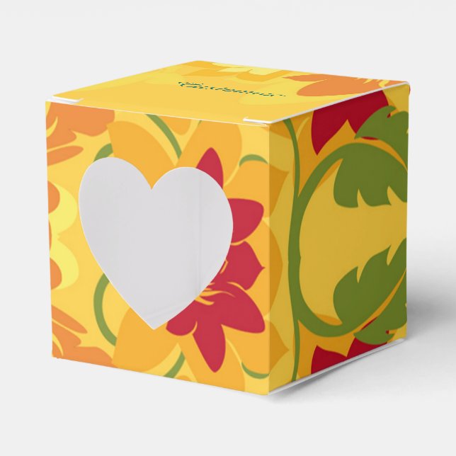 Sunny Summer Yellow Floral Heart Favour Box (Front Side)