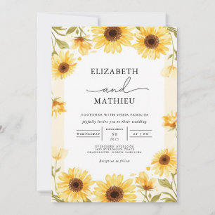 Sunny Sunflower Border Wedding Invitation
