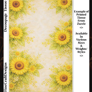 Sunny Sunflower Floral Border Design FE7 Decoupage Tissue Paper