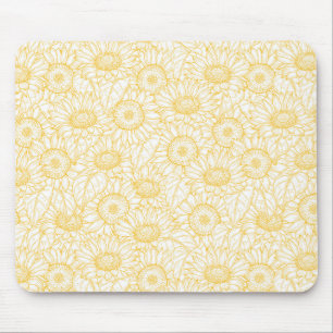 Sunny Sunflower Pattern Mouse Mat