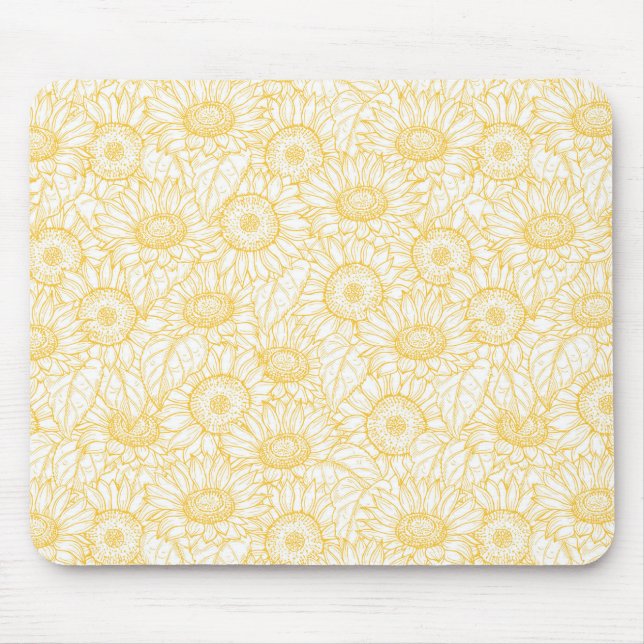 Sunny Sunflower Pattern Mouse Mat (Front)