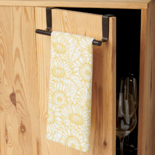 Sunny Sunflower Pattern Tea Towel