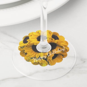 Sunny sunflower wine glass tag