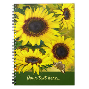 Sunny Sunflowers Custom Text Notebook