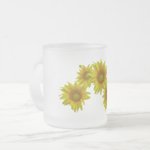 Sunny Sunflowers Frosted Glass Coffee Mug