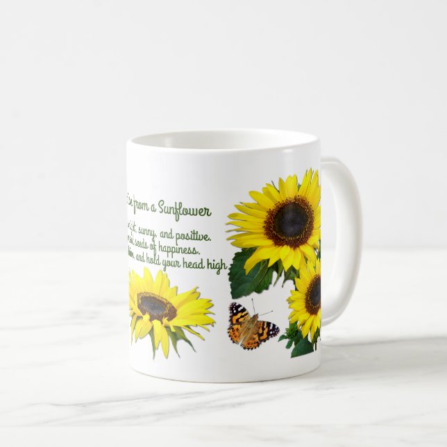 Sunny Sunflowers Inspirational Quotation Mug (Front Right)