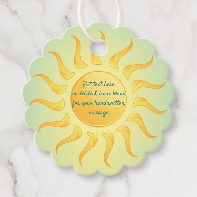 Sunny Sunshine Design Favour Card Tags (Front)