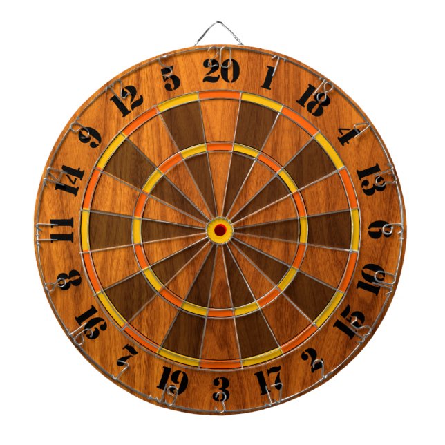 Sunny Teak Veneer Print for a Game of Darts Dartboard (Front)