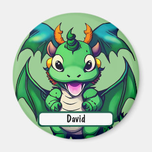 Sunny The Friendly Dragon With Custom Nametag Magnet