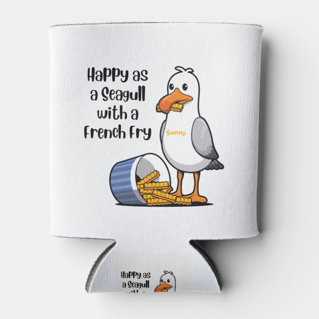 Sunny the Seagull with French Fries Can Cooler (Front)