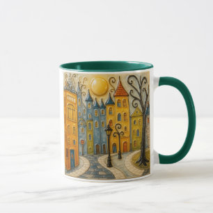 Sunny town in the early morning mug