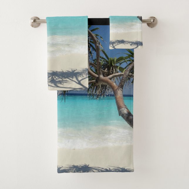 Sunny Tropical Beach Ocean Paradise Bath Towel Set (Insitu)