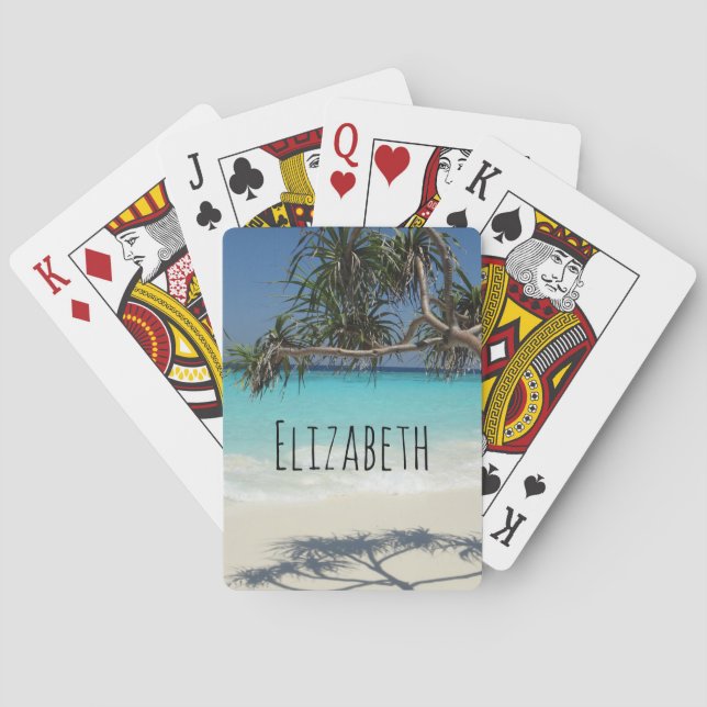 Sunny Tropical Beach Ocean Paradise Playing Cards (Back)