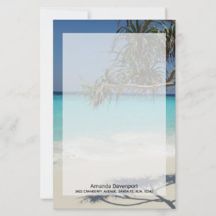 Sunny Tropical Beach Ocean Paradise Stationery
