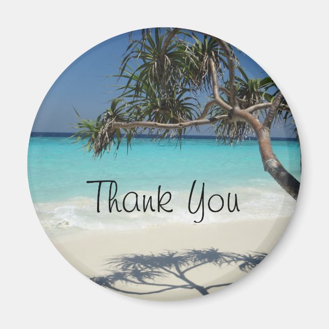 Sunny Tropical Beach Ocean Paradise Thank You Magnet (Front)