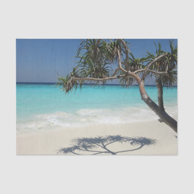 Sunny Tropical Beach Ocean Paradise Tissue Paper (Front)