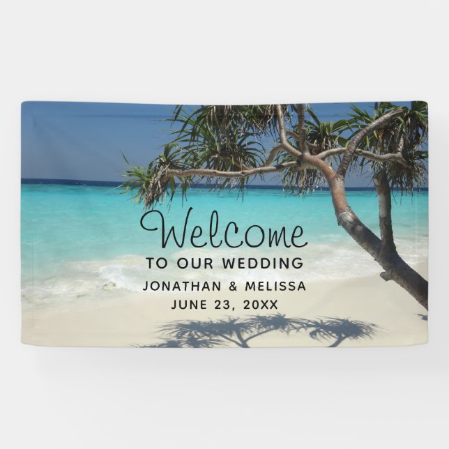 Sunny Tropical Beach Ocean Paradise Wedding Banner (Horizontal)