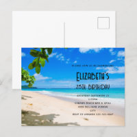 Sunny Tropical Beach Photo Birthday Invitation
