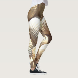 Sunny Tropical Exotic Shells Photography Summer Leggings