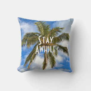 Sunny tropical palm tree cushion
