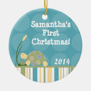 Sunny Turtle Pond Lake Personalised Name Ornament