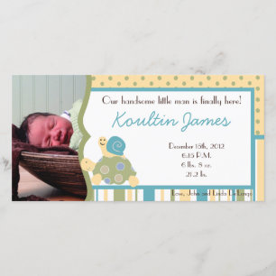 Sunny Turtle Sea Life Photo Birth Announcement
