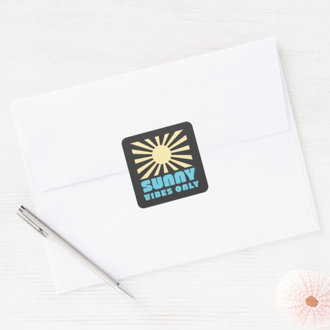 Sunny Vibes Only – Bold Retro Sunshine Graphic Square Sticker (Envelope)