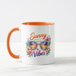 Sunny Vibes Tropical Sunset Sunglasses Two-Tone  Mug