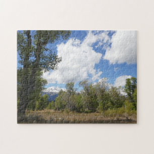 Sunny View of Grand Teton Mountain Jigsaw Puzzle