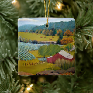 Sunny Vineyard Farm Ceramic Ornament
