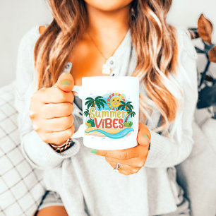Sunny Vintage Beach Summer Vibes Colourful Mug