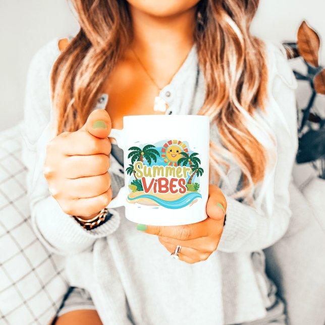Sunny Vintage Beach Summer Vibes Colourful Mug (Creator Uploaded)