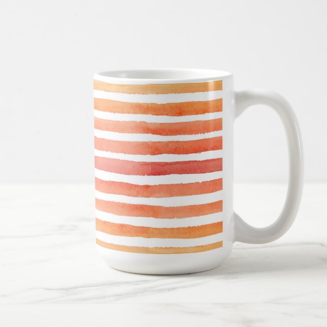 Sunny Watercolor Stripe Pattern Coffee Mug (Right)
