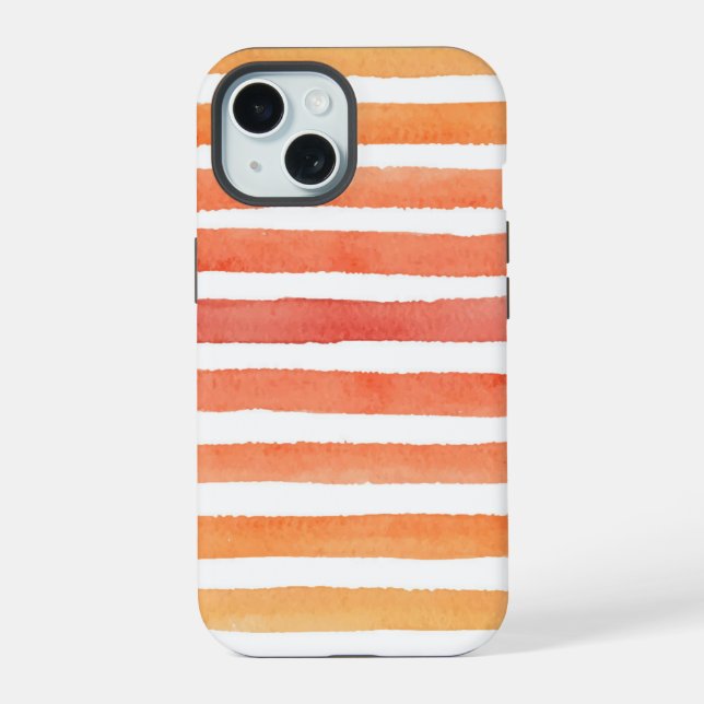 Sunny Watercolor Stripe Pattern iPhone 15 Case (Back)