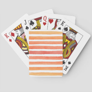Sunny Watercolor Stripe Pattern Playing Cards