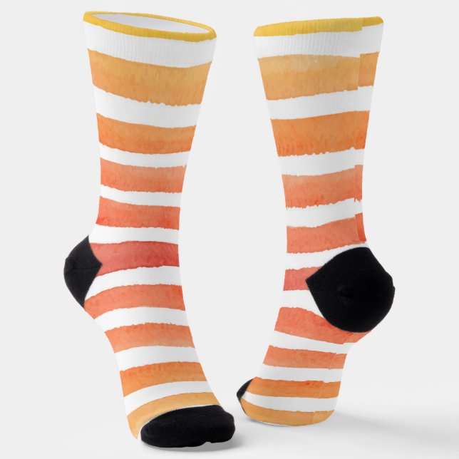 Sunny Watercolor Stripe Pattern Socks (Angled)