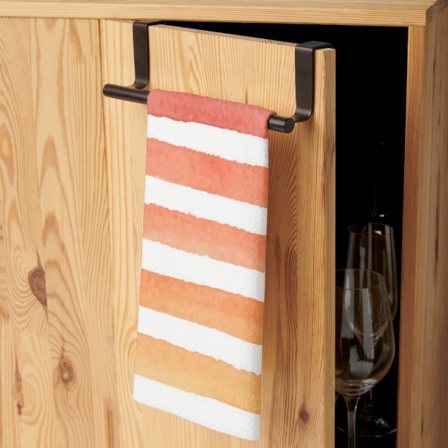 Sunny Watercolor Stripe Pattern Tea Towel (Thirds Fold)
